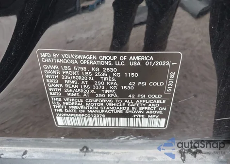 2023 Volkswagen Id.4 Pro S/Pro S Plus z USA, uszkodzony, nr VIN 1V2FMPE88PC012376